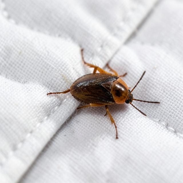 Bed bug on a white mattress seam