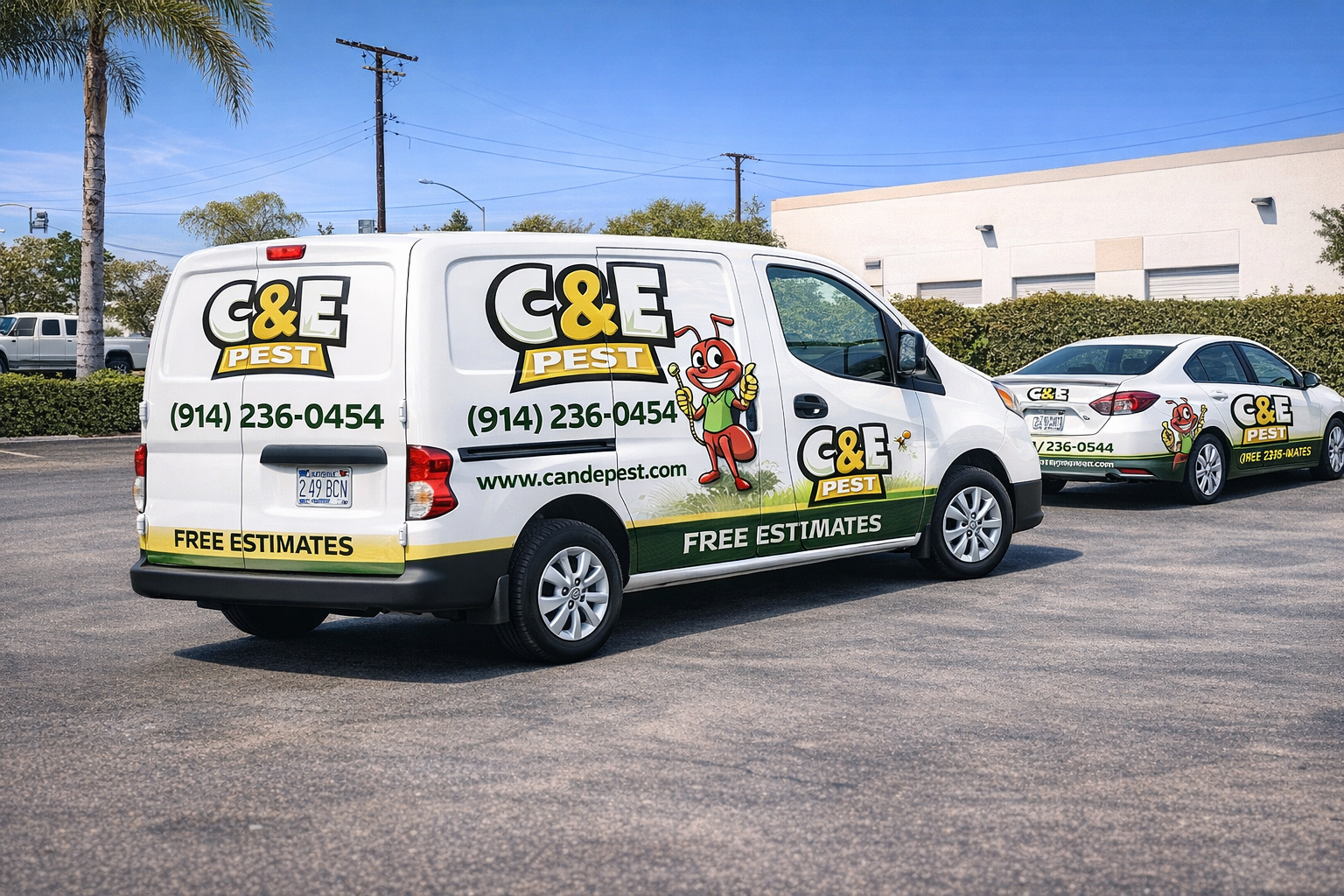 C&E Pest Management service vans in Westchester County