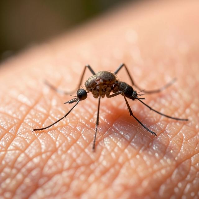 Mosquito resting on skin